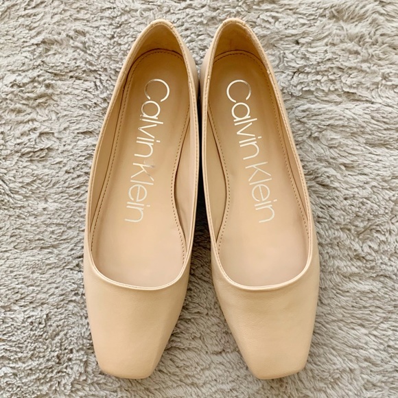 Calvin Klein| Nude Leather Ballerina Flats - Picture 5 of 11